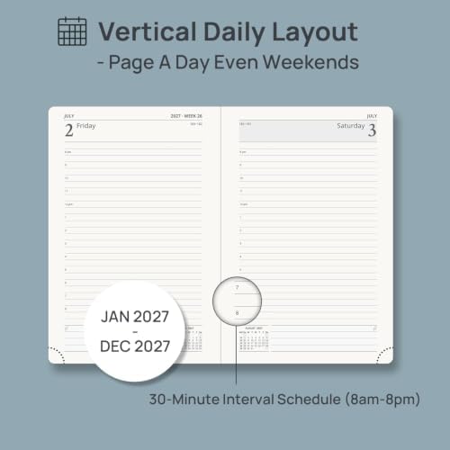 POPRUN 2027 Daily Planner One Page Per Day, 5.75" x 8.5", Day Planner