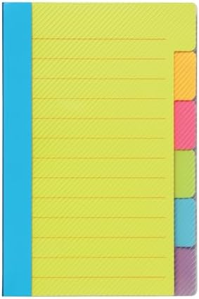 Redi-Tag Divider Sticky Notes, Tabbed Self-Stick Lined Note Pad, 60 Ruled Notes, 4 x 6 Inches, Assorted Neon Colors (29500)