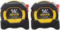 LEXIVON [2-Pack] 16Ft/5m DuaLock Tape Measure | 1-Inch Wide Blade with Nylon Coating, Matt Finish White & Yellow Dual Sided Rule Print | Ft/Inch/Fractions/Metric (LX-208)