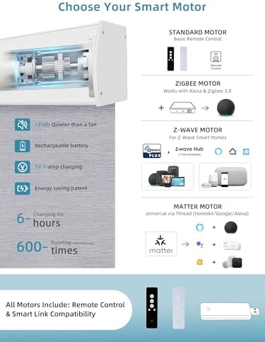 SmartWings Motorized Smart Roller Shades, 100% Blackout Essential Grey