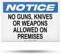 TRADESAFE No Gun, Knives or Weapons Allowed Sign, Quick Install Aluminum Safety Sign, Light Reflective, UV-Resistant, Waterproof, 14” X 10” No Weapons Allowed Sign for Business