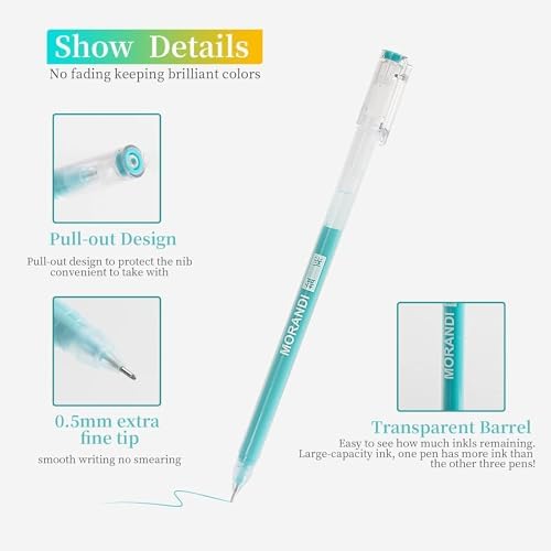9 Colored Gel Pens Set, 0.6mm Fine Point for Black Paper & White Paper, Pens for Journaling, Adult Coloring Books, Bible, Drawing, Note Taking, Art & Journaling Supplies (Highlights Color)