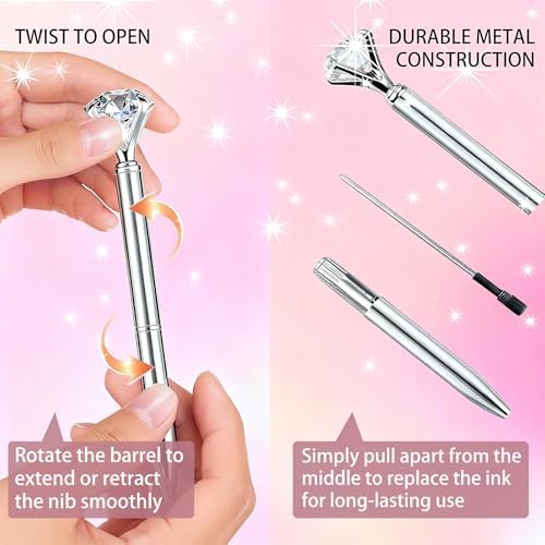 HISHER 20 Pack Custom Crystal Ballpoint Pens Smooth ABS Plastic Twist Pen