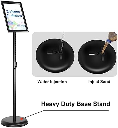 IN WHICH BAY-Adjustable Heavy Duty Poster Sign Holder Stand Floor Sign Stand Aluminum Snap Open Frame for 8.5 x 11 inches both Vertical and Horizontal view Displayed Used for Living and Business(Black)