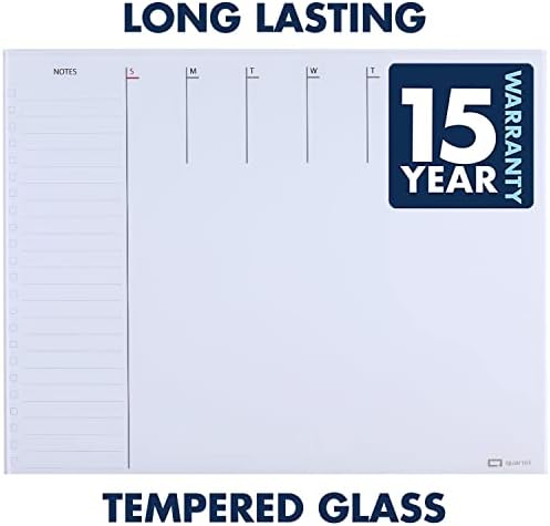 Quartet Glass Desktop Weekly Planner, 17" x 22", Whiteboard, Dry Erase Surface, Clean Erase, Includes 1 Dry Erase Marker, White (GDP2217W)