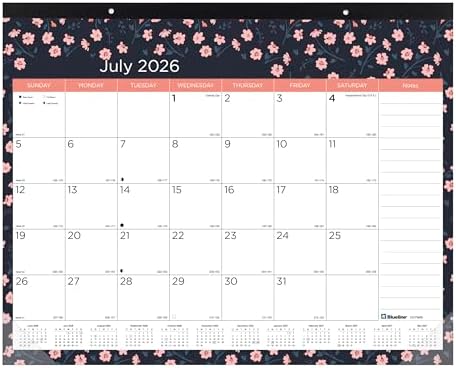 Blueline® Colorful Academic Monthly Desk Pad Calendar, 18 Months, July 2026 to December 2027, 22" x 17", Blossom Design (CA1716BD)