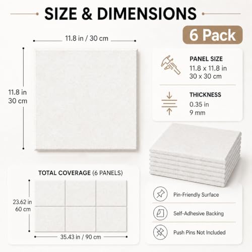 Felt Bulletin Board Tiles, Large Cork Board Alternative,24 x 36 in