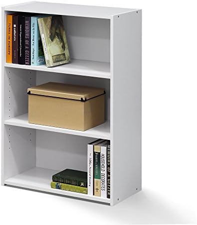 Furinno Wright 3-Tier Book Shelf, Modern Bookshelf, Soft White