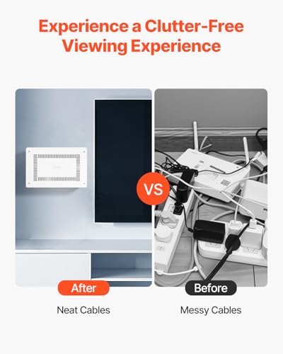 VEVOR Structured Media Enclosure, 9-Inch, Recessed in-Wall Media Box with Cover, Wall-Mount Cable Management Box Kit, Structured Wiring Multi-Media Cabinet, Cold-Rolled Steel, for TV Home Theater
