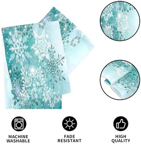 ALAZA Double-Sided Silver Winter Teal Turquoise Snowflakes Christmas Table Runner 14x108 Inches Long,Table Cloth Runner for Wedding Birthday Party Kitchen Dining Home Everyday Decor