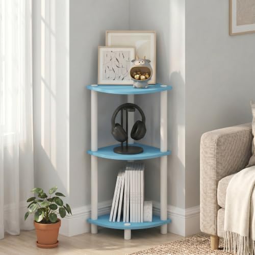 Furinno Turn-N-Tube Toolless Assembly 3-Tier Storage Shelves, Light Blue