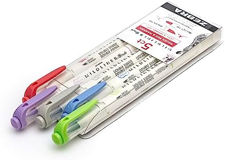 Zebra Pen MILDLINER No Bleed Brush Pen, Assorted Cool, Dual Tip, 5-Pack