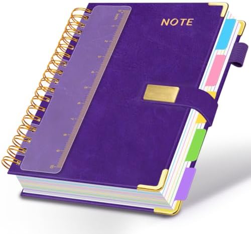 5 Subject Spiral Notebook with Pockets Dividers, 8.5''x11'' 300 Pages