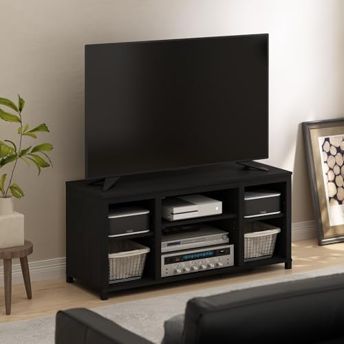 Furinno Classic 3-Tier TV Stand, Entertainment Center, Americano | for TV up to 55 Inch with Shelves, TV Console for Living Room, Bedroom