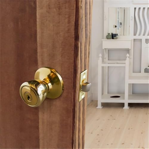 Design House Terrace Keyed Entry Door Knob, Polished Brass