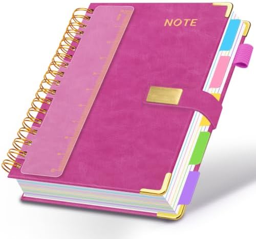5 Subject Spiral Notebook with Pockets Dividers, 8.5''x11'' 300 Pages