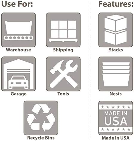 Akro-Mils 35225 Nest and Stack Plastic Storage Bins, Heavy Duty Industrial Strength Totes for Storage, Transportation and Material Handling Boxes, 23-1/2" L x 19" W x 10" H, Blue, 3-Pack