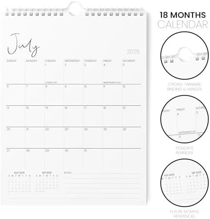 Karto Wall Calendar 2025-2026 8.5x11 in - Cursive | July 2025 to December 2026, Vertical, Boosts Productivity, Easy Monthly Planning