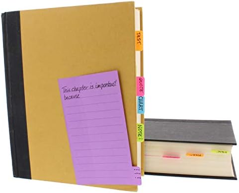 Redi-Tag Divider Sticky Notes, Tabbed Self-Stick Lined Notepads, 180 Ruled Notes, 4" x 6", 3 Books Per Pack, Assorted Colors (B10245)