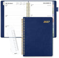 SUNEE 2027 Weekly & Monthly Planner 6.2"x8.5"- 12 Month (January 2027 - December 2027), Vegan Leather Cover, Pocket, Bookmark, Notes, Monthly Tab, Deep Blue