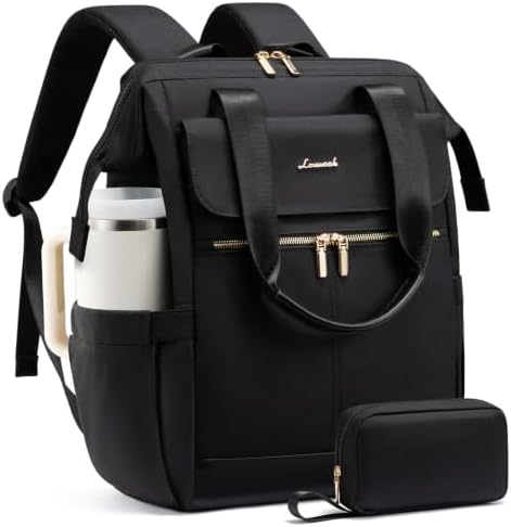 LOVEVOOK 18 Inch Laptop Backpack for Women, Large Capacity Travel Backpack with Organizer Bag, Waterproof Carry on Backpack Purse Work Bag with USB Port for College Teacher Nurse, 2PCS,Black