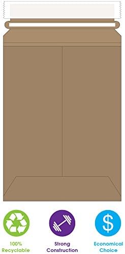 Top Pack Supply 12 3/4 x 15' Stayflats Brand Rigid Flat Mailers, Kraft (Pack of 100) Photo Document Mailers, Peel & Seal Closure, Tear Strip Easy Opening.
