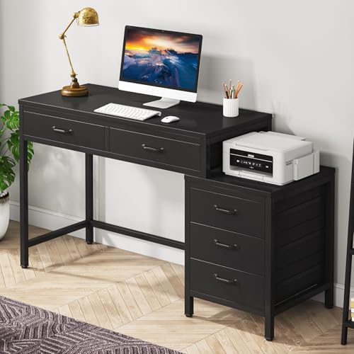 Tribesigns Computer Desk with 5 Drawers, Reversible Home Office Desks