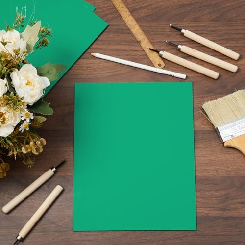 Yeaqee 8 Pcs 8 x 10 Inch Linoleum Blocks for Printmaking, Green