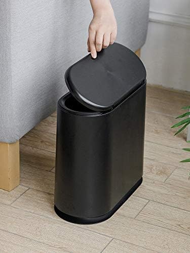 Sooyee 10 Liter Rectangular Plastic Trash Can, Black
