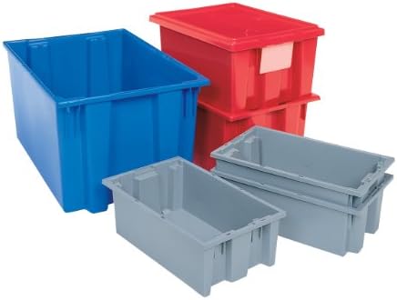 Akro-Mils 35225 Nest and Stack Plastic Storage Bins, Heavy Duty Industrial Strength Totes for Storage, Transportation and Material Handling Boxes, 23-1/2" L x 19" W x 10" H, Blue, 3-Pack