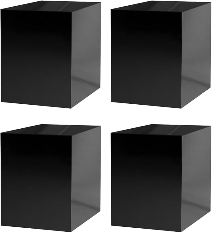 Marketing Holders 4 Pack 12" x 12" x 16" Black Acrylic Display Box with One Open Side No Lids Versatile Tall Merchandise Storage Bin or Retail Product Riser