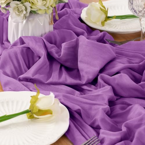 Purple Cheesecloth Table Runner Fall Boho Wedding Birthday Home Decor