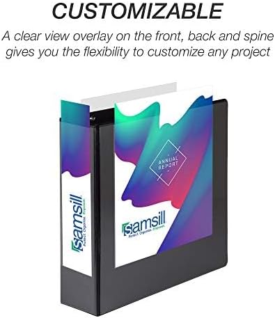 Samsill Durable 3 inch 3 Ring Binder, D Ring Binder, 100% Recycled Chipboard, Black, 4 Pack