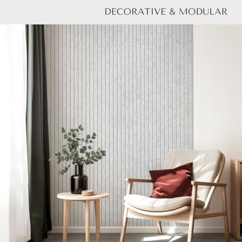 VIVELDA Large Felt Bulletin Board 48 x 36 Inch - 12-Pack Square Acoustic Wall Panels, Cork Board Alternative, NRC 0.95, Damage-Free Adhesive, Slatted Design for Home, Classroom (Marble)