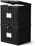 Oterri Lockable Plastic File Box with Lid for Letter-Size | Hanging File Folders Not Included. Black, Large 1-Pack. Home, Office, Classroom, Dorm, Tax, Under Bed, Filing Cabinet.