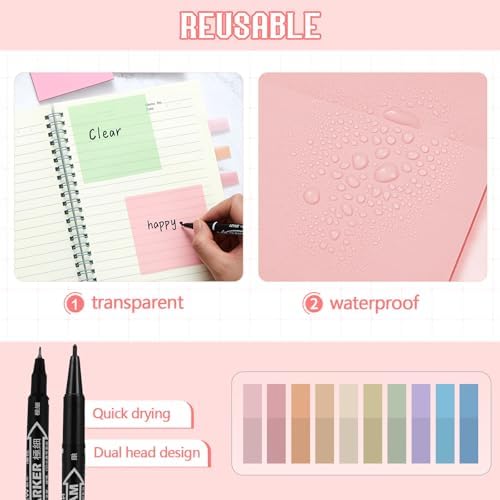 Jutom 39 Pcs Aesthetic Book Annotation Kit,Pink,Kawaii Style