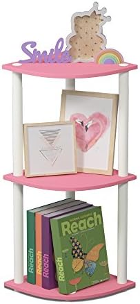 Furinno Turn-N-Tube Toolless Assembly 3-Tier Storage Shelves, Pink