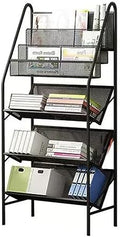 zktoermn Metal Storage Shelves Book, Newspaper, Magazine Storage Rack Storage Shelving Unit Organizer for Laundry Kitchen Bathroom Pantry Closet (Color : Black, Size : 55x28x115cm)