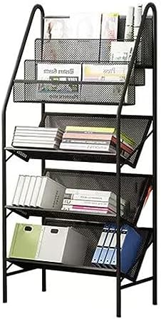 zktoermn Metal Storage Shelves Book, Newspaper, Magazine Storage Rack Storage Shelving Unit Organizer for Laundry Kitchen Bathroom Pantry Closet (Color : Black, Size : 55x28x115cm)