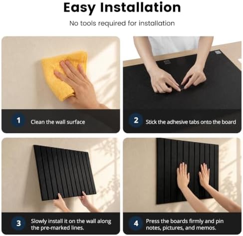 Felt Bulletin Board Cork Board Alternative 48" X 16" Black