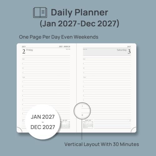 POPRUN 2027 Daily Planner One Page Per Day, 5.75" x 8.5",Page a Day Planner
