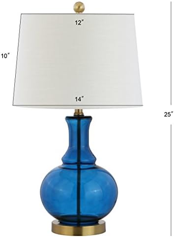 JONATHAN Y Lavelle 25" Glass Lamp, Cobalt Blue/Brass Gold, Set of 2