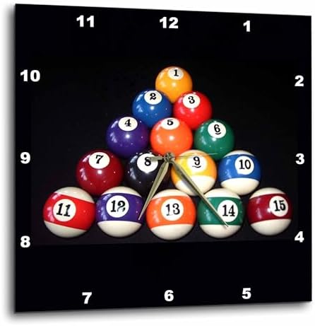 3drose DPP_3317_1 Billiards Balls Pool Wall Clock, 10 by 10-Inch