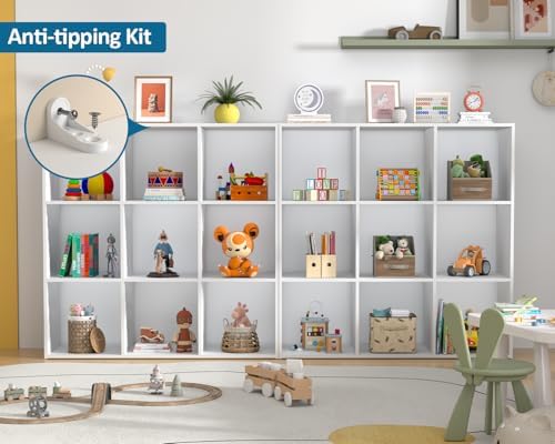 PrimeZone 9 Cube Storage Organizer, Stackable Wood Cubby Bookshelf, White