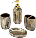 Nicole Miller - Bathroom Set, 4pc Resin Countertop Accessories, Multipurpose Home Decor, Dorm Room Essentials (Harper Collection, Black/Gold)