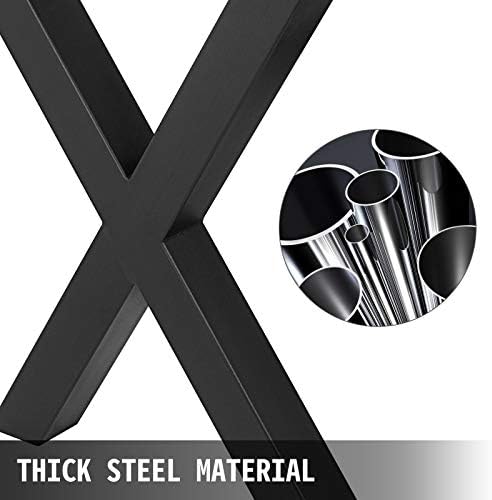 VEVOR Steel Table Legs, 28'' Height 30'' Wide Set of 2, Heavy Duty 3.1'' Square Box Section X Frame