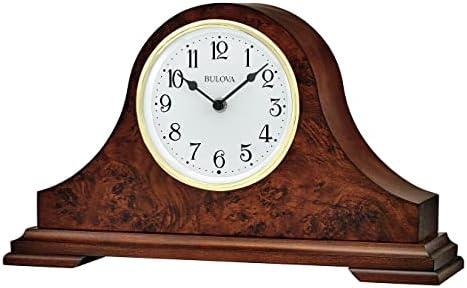 Bulova Chandler Lighted Mantel Clock, Model B1853 | Elegant Design | Illuminated Dial | Quartz Movement | Cherry Wood Finish | Battery Operated
