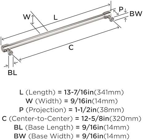 Amerock 12-5/8" Faircrest Polished Nickel Drawer Pull