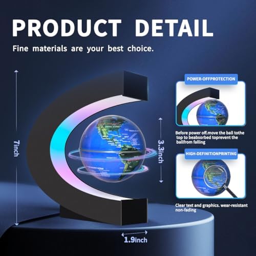 Magnetic Levitating Floating Globe with LED Lights, Cool Tech Gadgets Gifts World Globe Lamp for Men Father Teenage Boys Girls, Birthday Gifts Office Home Desk Decor Display