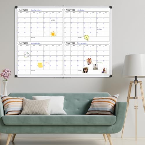 XBoard Magnetic Calendar Whiteboard 48x36 Inches 4 Month